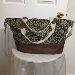 Brown/Leopard Print Softside Tote